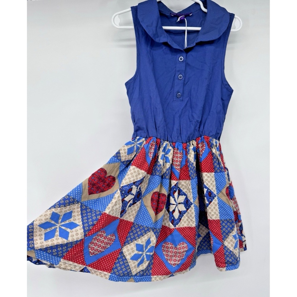 Marks & Spencer 6  girls Patchwork Floral Cottagecore button sleeveless dress
